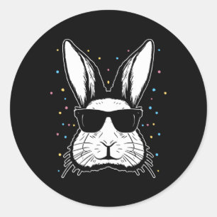 Sticker Rond Joli lapin lapin Face Tie Dye Gles Girl Happy Eas