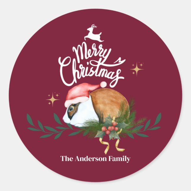 Sticker Rond Joli lapin père Noël (Devant)