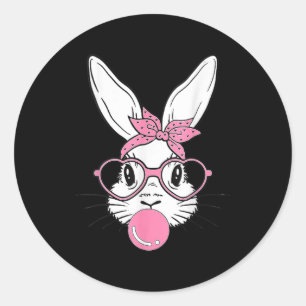 Sticker Rond Joli Lapin Rabbit Face Avec Bandana Heart Gles But