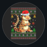 Sticker Rond Joli Leopard Gecko Santa Hat Laid Christmas<br><div class="desc">Joli Leopard Gecko Santa Hat Vilain Chandail de Noël Xmas Pjs 1</div>