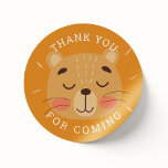 Sticker Rond Joli lion. Funny animal safari zoo merci<br><div class="desc">Un joli autocollant de lion "Merci pour venir" pour enfants garçon fête d'anniversaire ou baby shower dans zoo ou thème safari.</div>