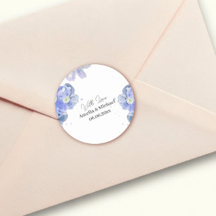 Sticker Rond Joli Mariage Bleu du Ne m'oubliez pas