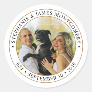Sticker Rond Joli Mariage de Compagnon avec Photo Personnalisée