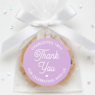 Sticker Rond Joli Merci Anniversaire Nom Tout Âge Violet Modern