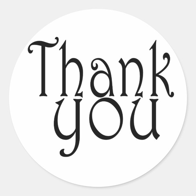 Sticker Rond Joli Merci Noir Et Blanc (Devant)