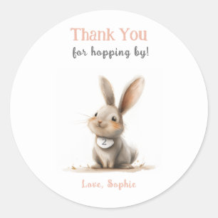Sticker Rond Joli Merci Rose Bunny Anniversaire