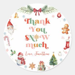 Sticker Rond Joli Merci Snow Beaucoup Noël fête d'anniversaire