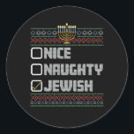Sticker Rond Joli Moche Santa Juif Noël Hanukkah sale<br><div class="desc">Joli Moche Santa Juif Noël Hanukkah sale</div>