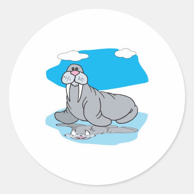 Sticker Rond joli morse de dessin animé (Devant)