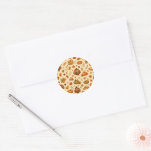Sticker Rond Joli motif aquarelle de Thanksgiving avec des dind
