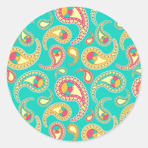 Sticker Rond Joli motif cachemire vintage coloré