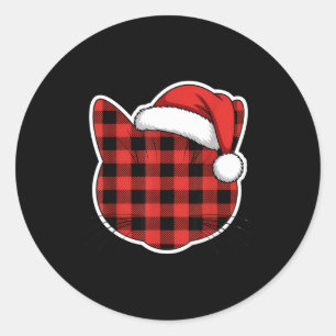 Sticker Rond Joli motif écossais rouge et noir de buffle pour c