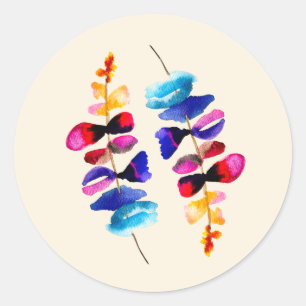 Sticker Rond Joli motif floral aquarelle