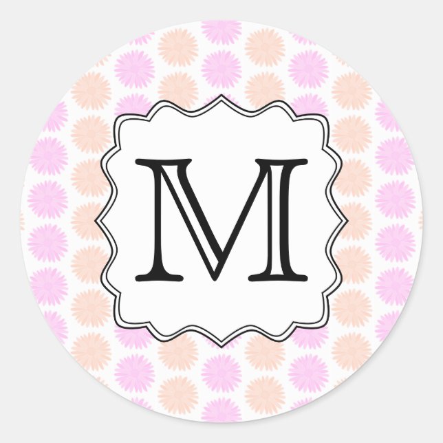 Sticker Rond Joli motif floral avec une lettre monographique pe (Devant)
