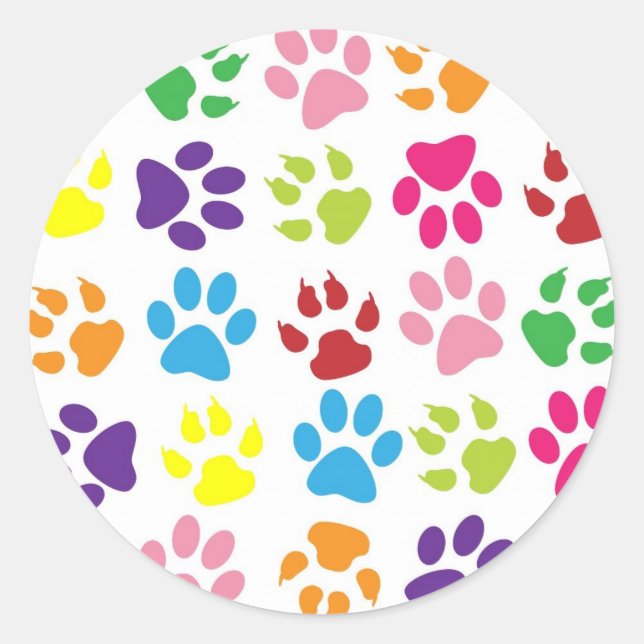 Sticker Rond Joli Motif Paw coloré (Devant)