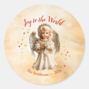Sticker Rond Joli Noël Angel Vintage