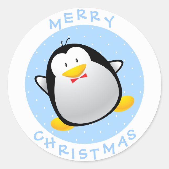 Sticker Rond Joli Noël Cartoon Pingin (Devant)