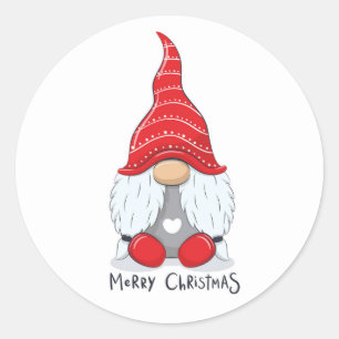 Sticker Rond Joli Noël Gnome Aquarelle Art