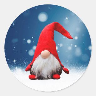 Sticker Rond Joli Noël Père Noël Neige Étoiles