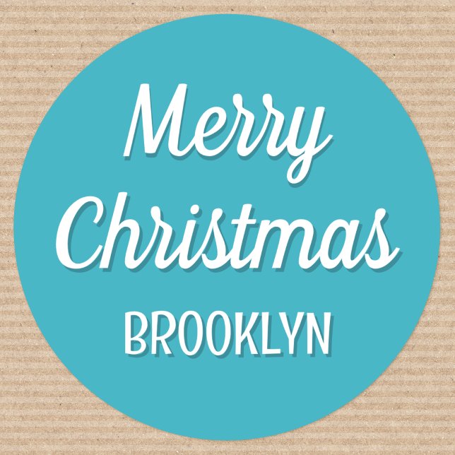 Sticker Rond Joli Noël Personnalisé Enfants Nom Typographie Tur (Créateur téléchargé)