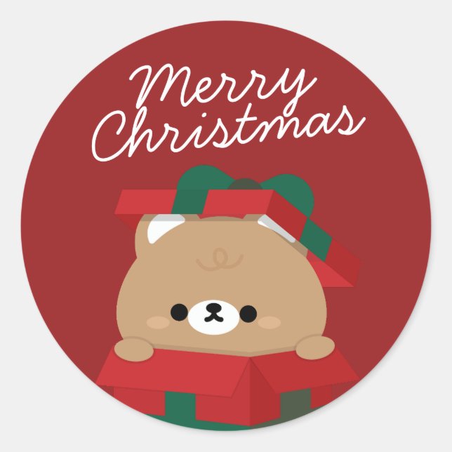 Sticker Rond Joli Noël simple et amusant (Devant)