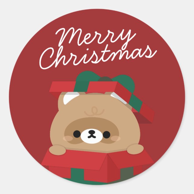 Sticker Rond Joli Noël simple et amusant (Devant)