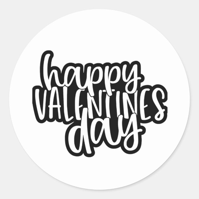 Sticker Rond Joli noir blanc Joyuse Saint Valentin lettrage  (Devant)