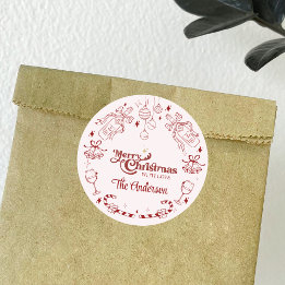 Sticker Rond Joli nom de famille personnalisé avec des gribouil