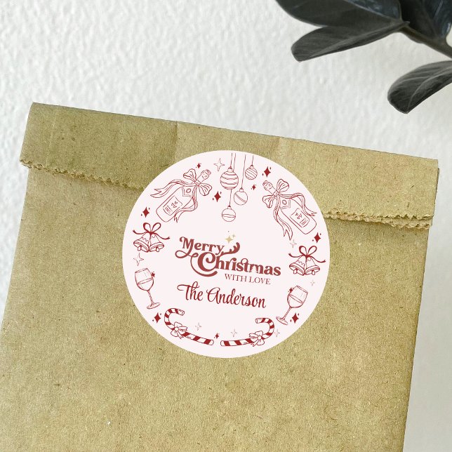 Sticker Rond Joli nom de famille personnalisé avec des gribouil (Créateur téléchargé)