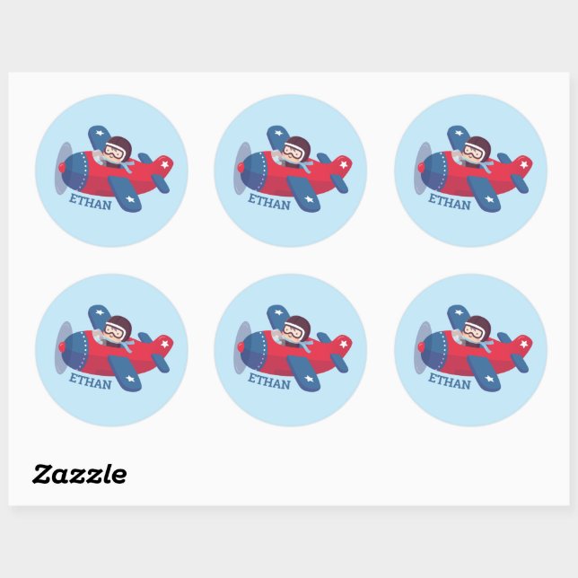 Sticker Rond Joli nom de garçon Aviateur Pilote Propulseur Avio (Feuille)