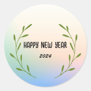 Sticker Rond Joli Nouvel An avec un lys floral Gradient