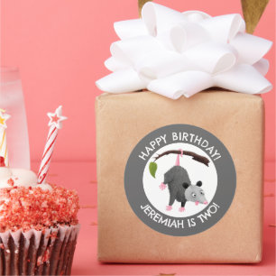 Sticker Rond Joli opossum personnalisées dessin d'anniversaire
