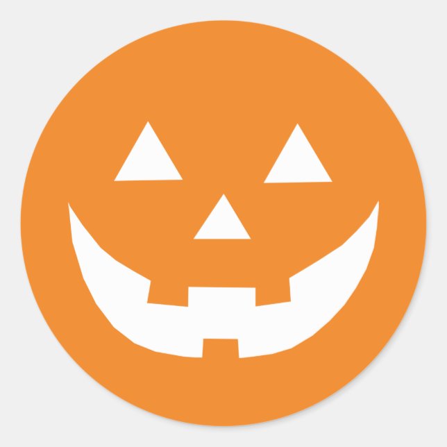 Sticker Rond Joli orange blanc Jack-o'-lantern citrouille Hallo (Devant)
