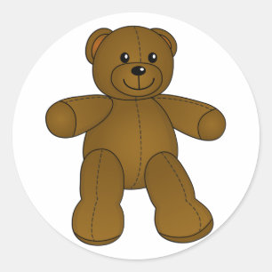 Sticker Rond Joli ours brun en peluche