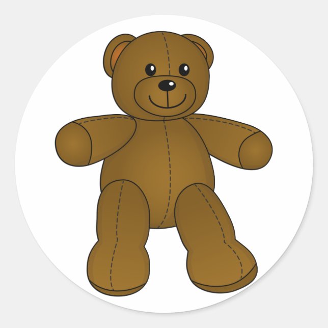 Sticker Rond Joli ours brun en peluche (Devant)
