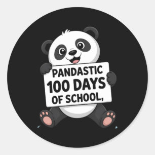 Sticker Rond Joli panda 100 jours à l'école