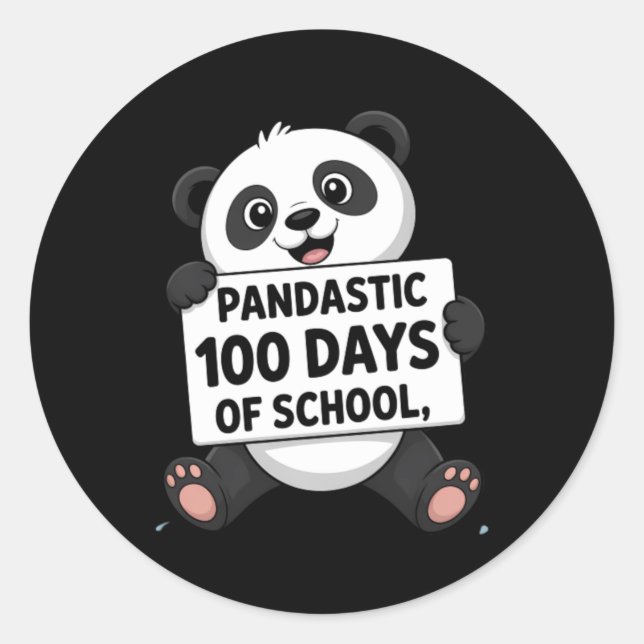 Sticker Rond Joli panda 100 jours à l'école (Devant)