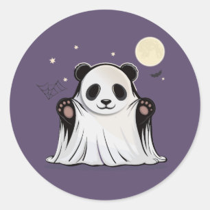 Sticker Rond Joli Panda Fantôme sous la Lune