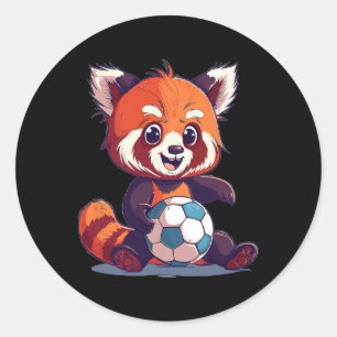 Sticker Rond Joli panda roux de football