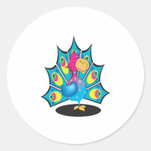 Sticker Rond joli paon de dessin animé