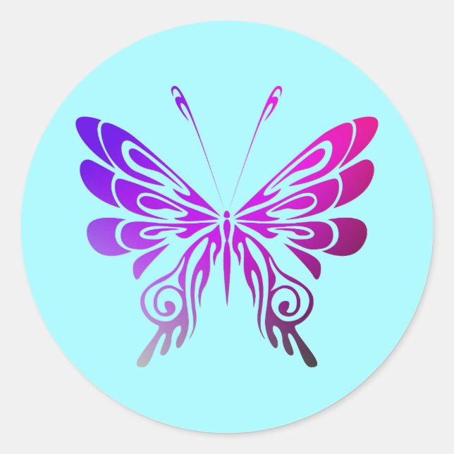 Sticker Rond Joli papillon décoratif multicolore (Devant)