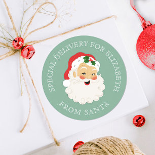 Sticker Rond Joli Père Noël vintage Noël