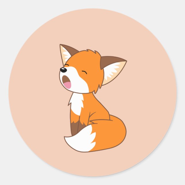 Sticker Rond Joli Petit Fox couché sur Peach (Devant)