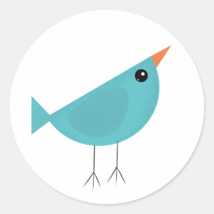 Sticker Rond Joli petit oiseau bleu