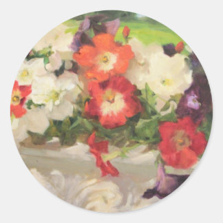 Sticker Rond Joli Petunias par Margaret Aycock Designs