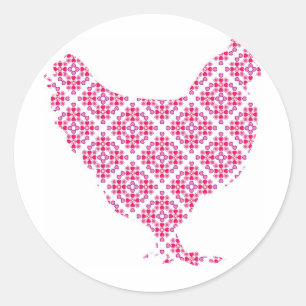 Sticker Rond Joli poulet féminin