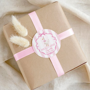 Sticker Rond Joli Premier Anniversaire de la Petite Oie Rose