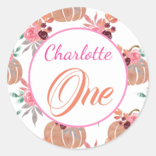 Sticker Rond Joli premier anniversaire un automne floral citrou