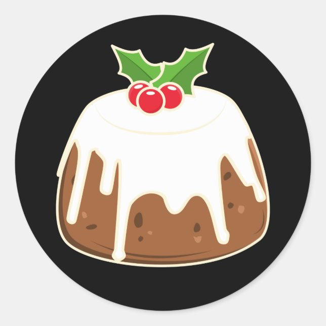 Sticker Rond Joli Pudding Figgy Pudding de Noël (Devant)