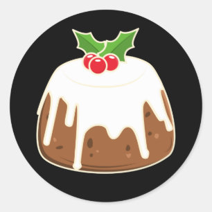 Sticker Rond Joli Pudding Figgy Pudding de Noël